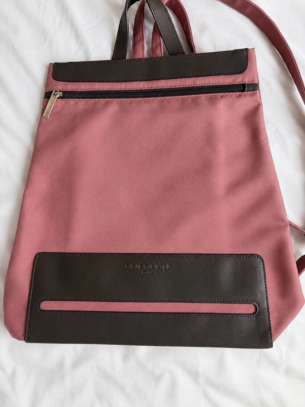 Lamarthe Paris Pink Nylon & Leather Convertible Backpack French Designer